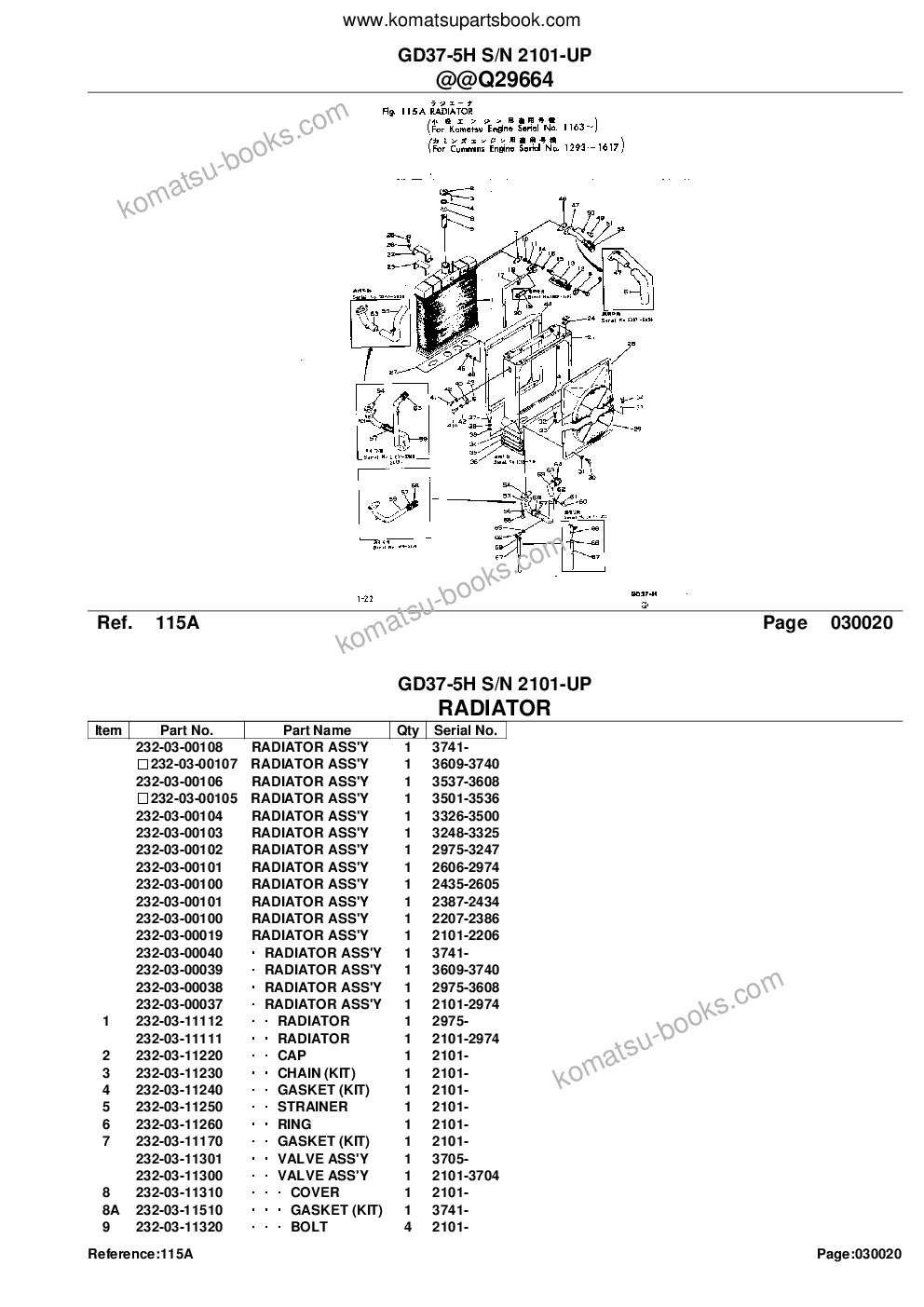 Komatsu gd37-5h s/n 2101-up Parts catalog cover Page 5