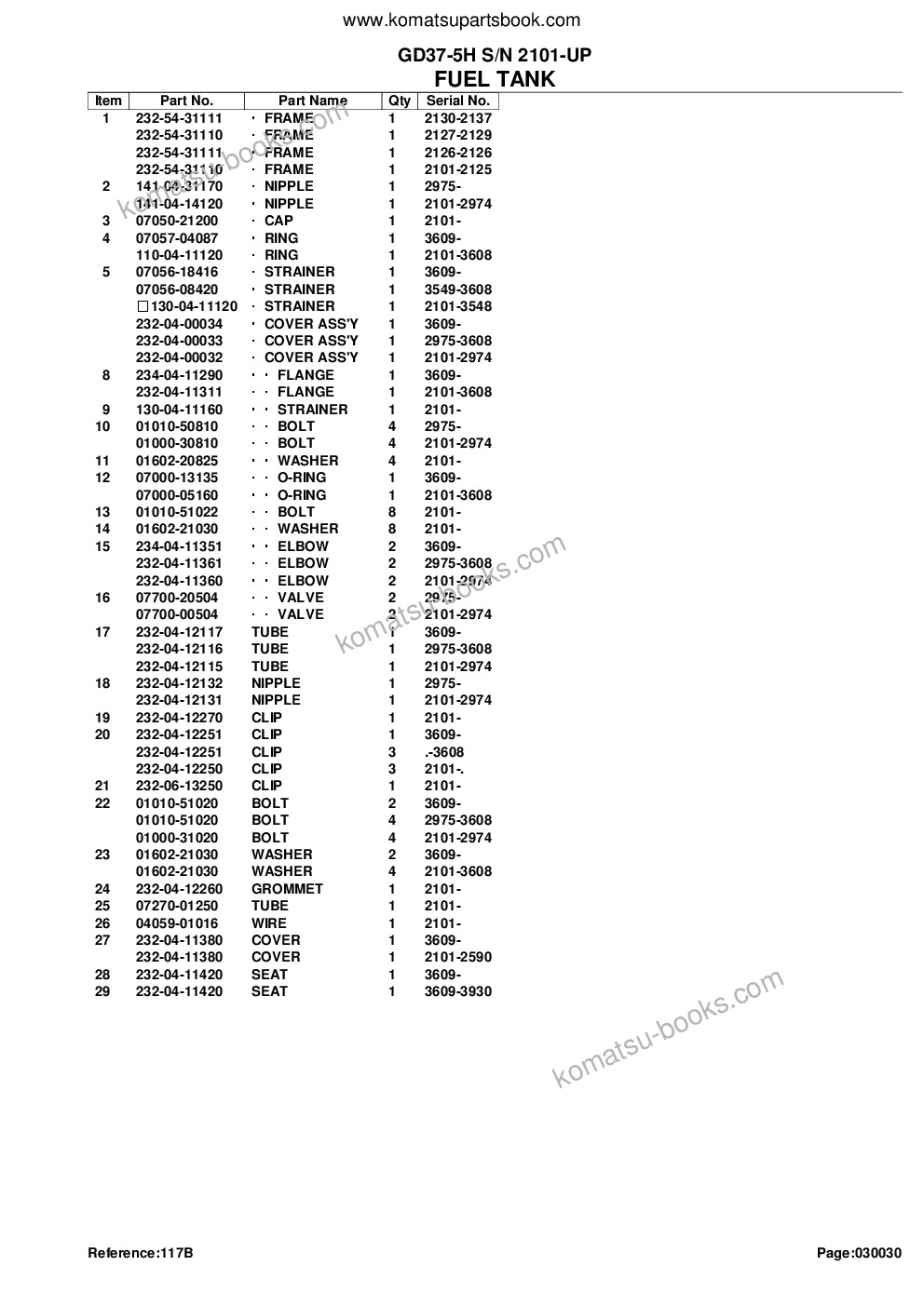 Komatsu gd37-5h s/n 2101-up Parts catalog cover Page 9