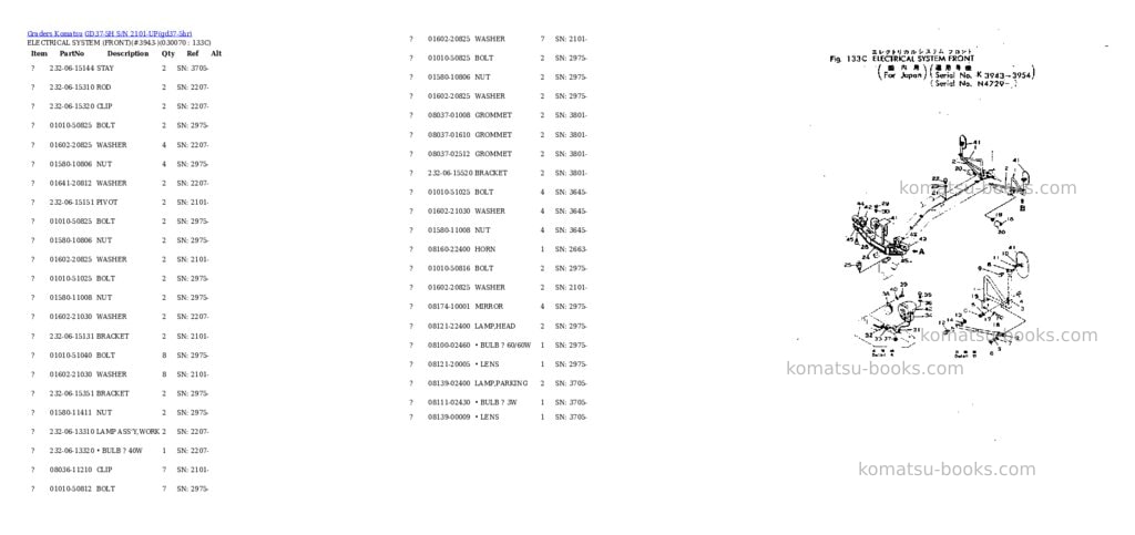 Komatsu GD37-5H S/N 2101-UP Parts catalog cover Page 6