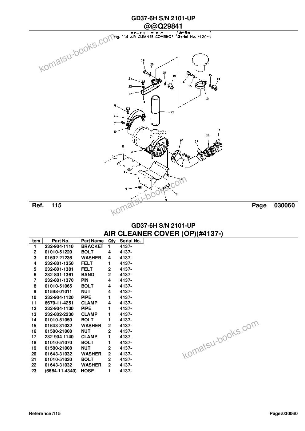 Komatsu GD37-6H S/N 2101-UP Parts catalog cover Page 10