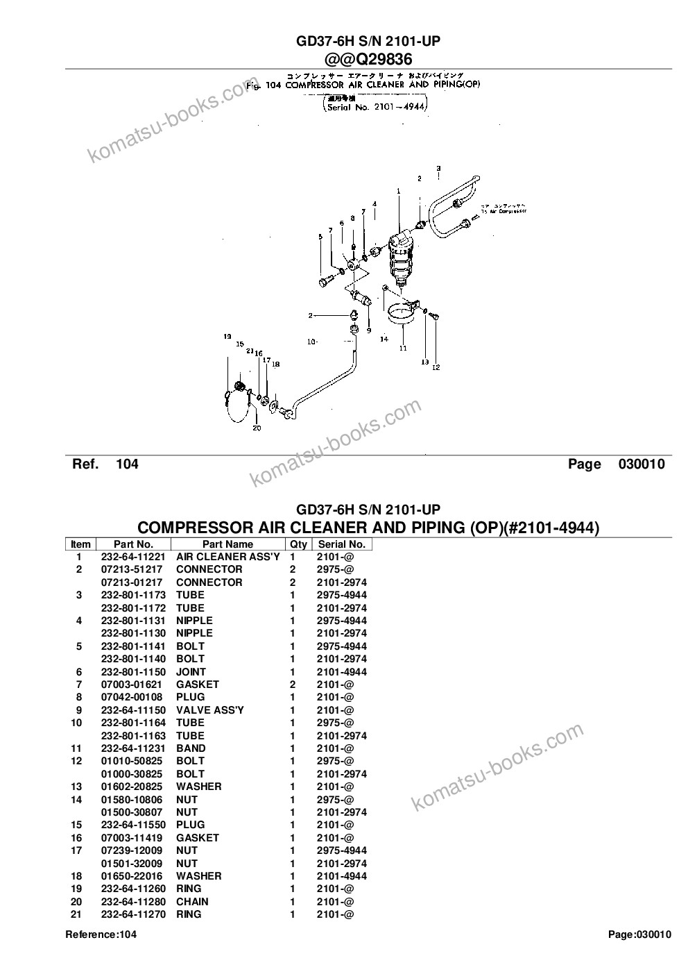 Komatsu GD37-6H S/N 2101-UP Parts catalog cover Page 3