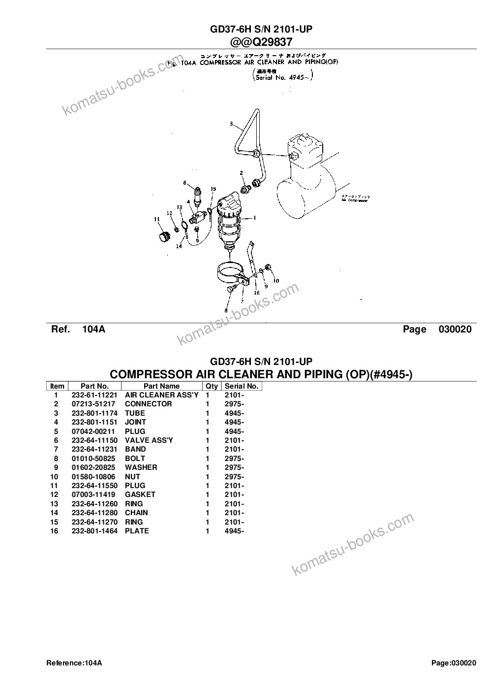 Komatsu GD37-6H S/N 2101-UP Parts catalog cover Page 4