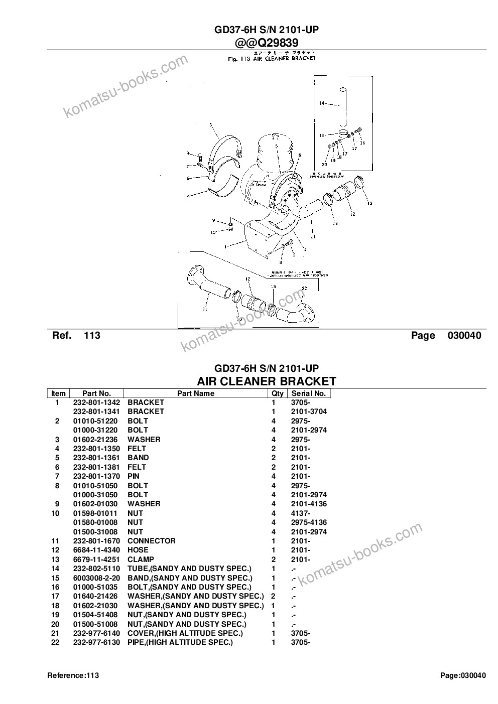 Komatsu GD37-6H S/N 2101-UP Parts catalog cover Page 7