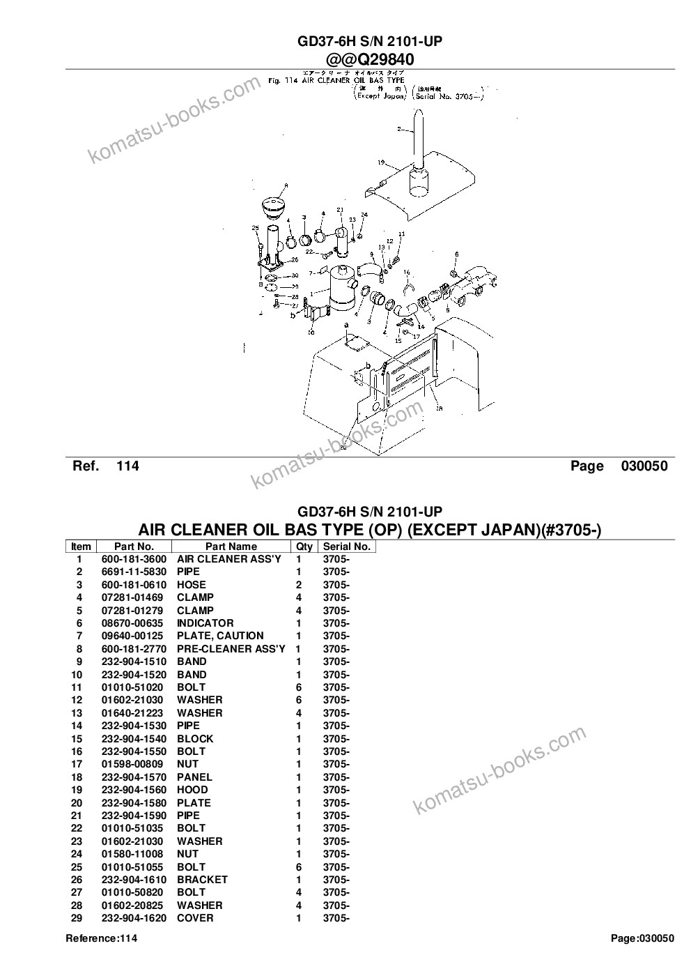 Komatsu GD37-6H S/N 2101-UP Parts catalog cover Page 8