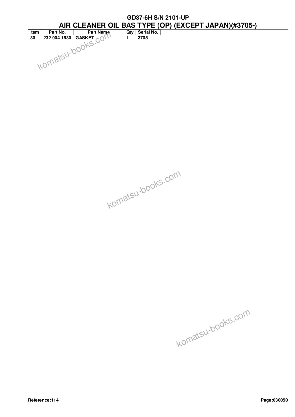 Komatsu GD37-6H S/N 2101-UP Parts catalog cover Page 9