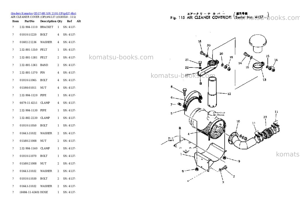 Komatsu gd37-6h s/n 2101-up Parts catalog cover Page 4