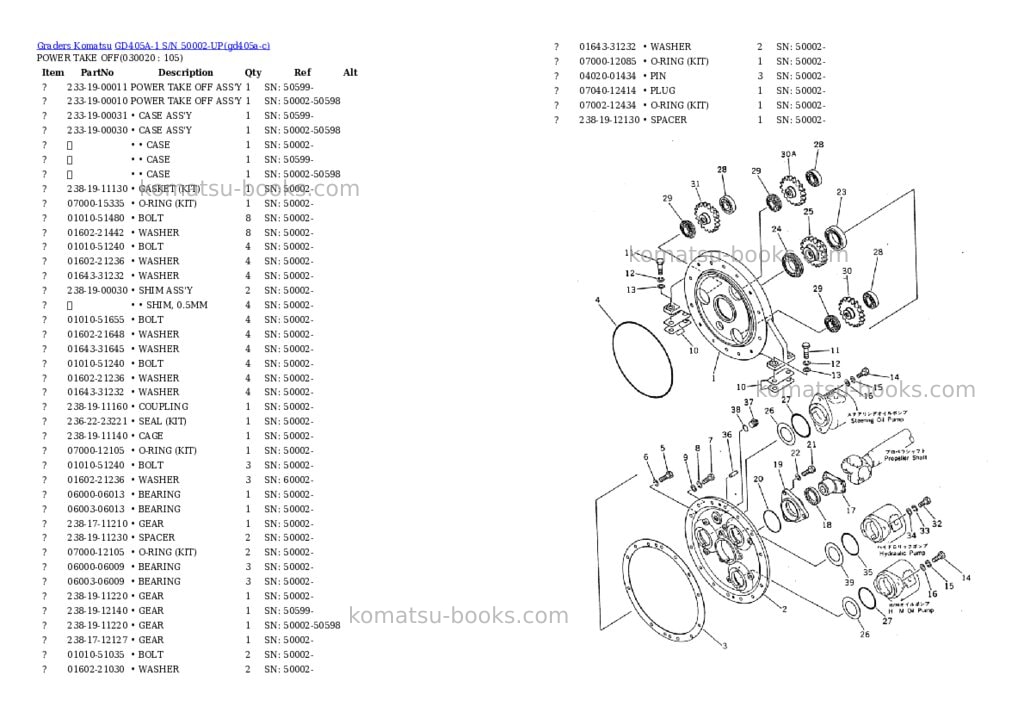 Komatsu GD405A-1 S/N 50002-UP Parts catalog cover