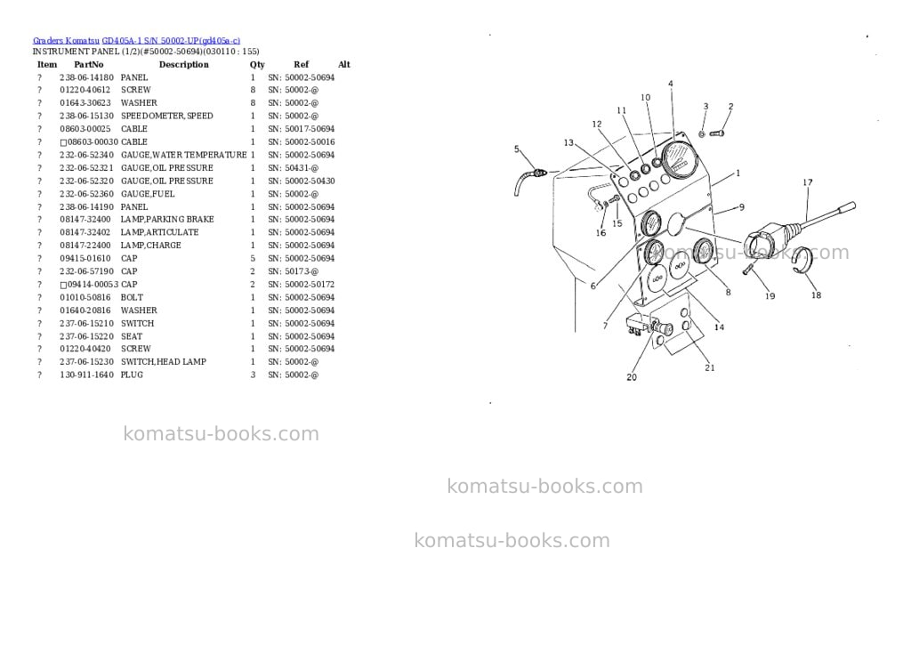 Komatsu GD405A-1 S/N 50002-UP Parts catalog cover Page 10