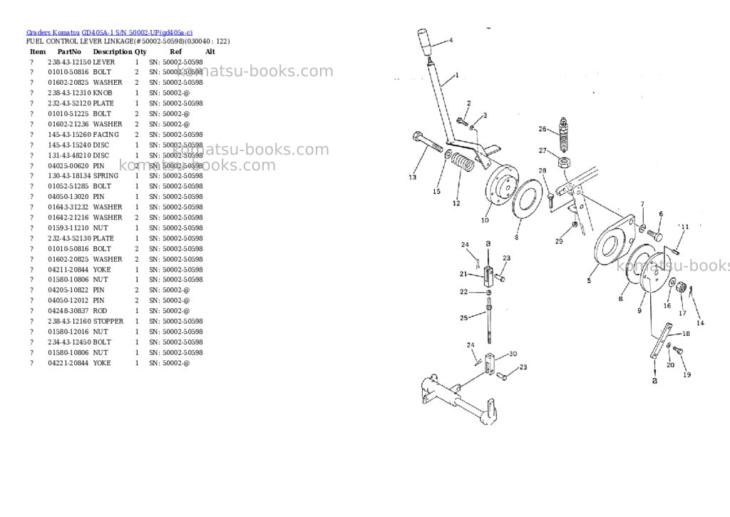 Komatsu GD405A-1 S/N 50002-UP Parts catalog cover Page 3