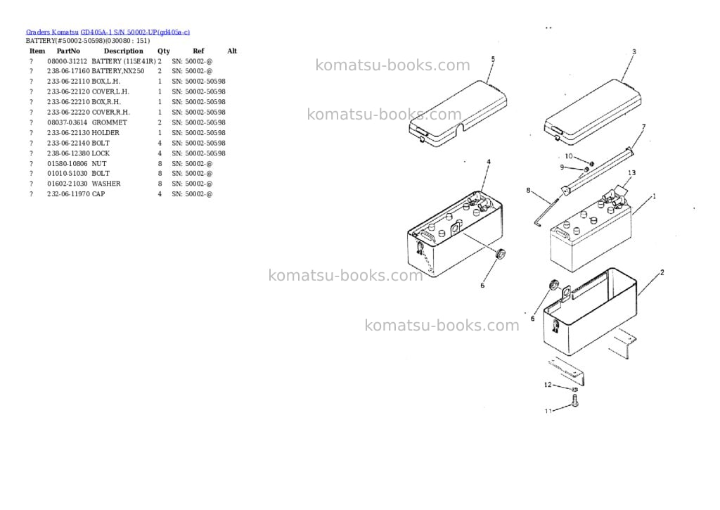Komatsu GD405A-1 S/N 50002-UP Parts catalog cover Page 7