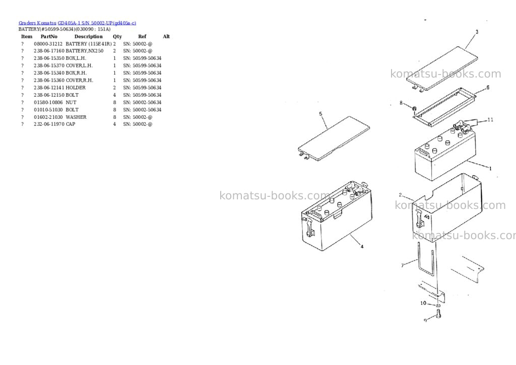 Komatsu GD405A-1 S/N 50002-UP Parts catalog cover Page 8