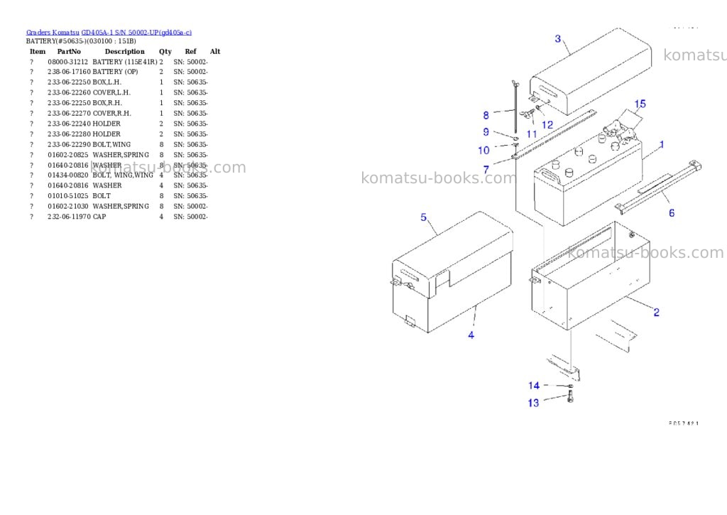 Komatsu GD405A-1 S/N 50002-UP Parts catalog cover Page 9