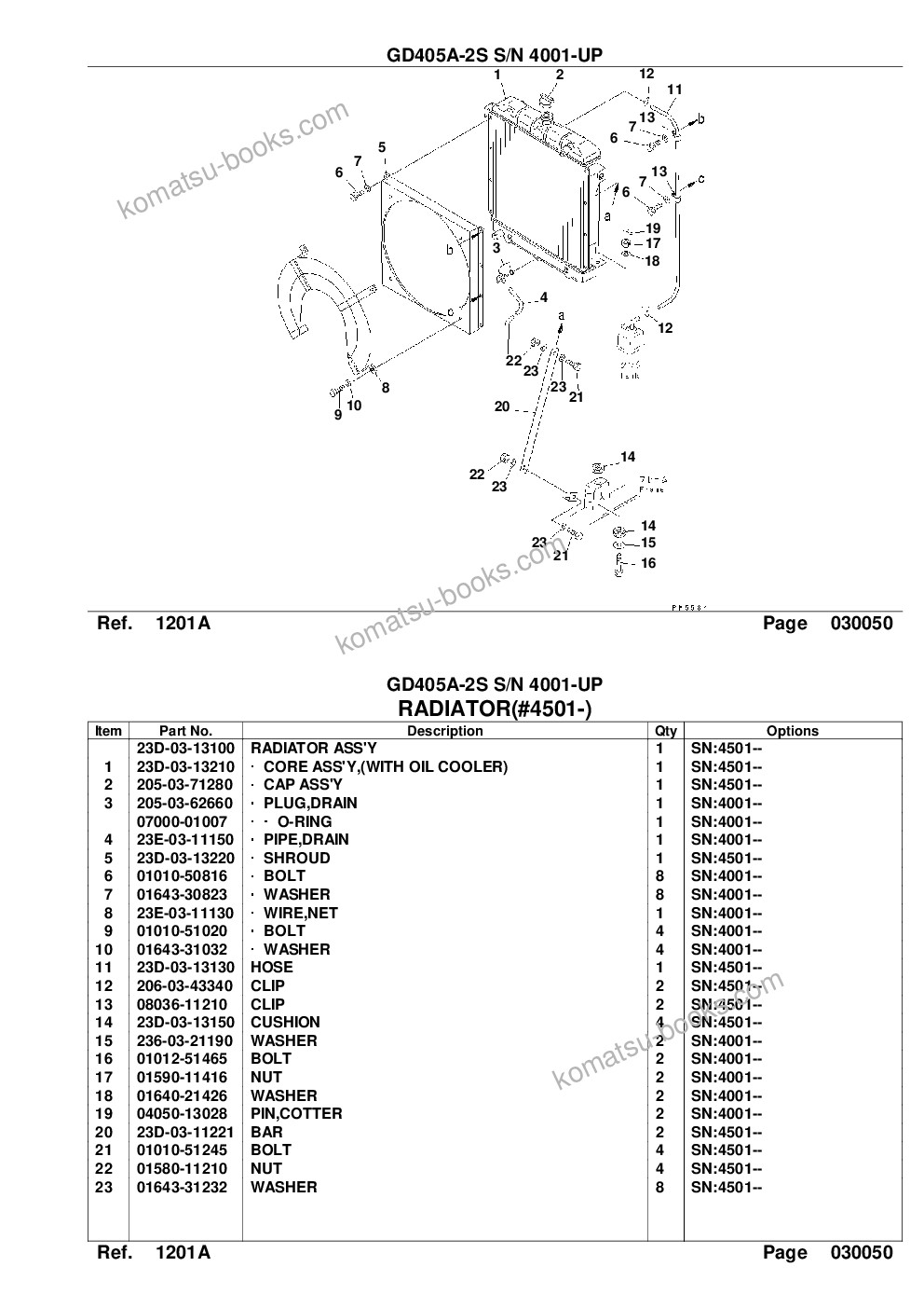 Komatsu GD405A-2S S/N 4001-UP Parts catalog cover Page 10