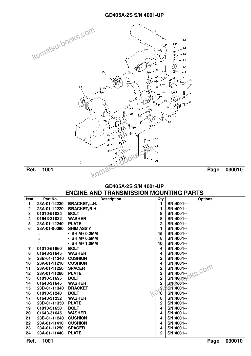 Komatsu GD405A-2S S/N 4001-UP Parts catalog cover Page 3
