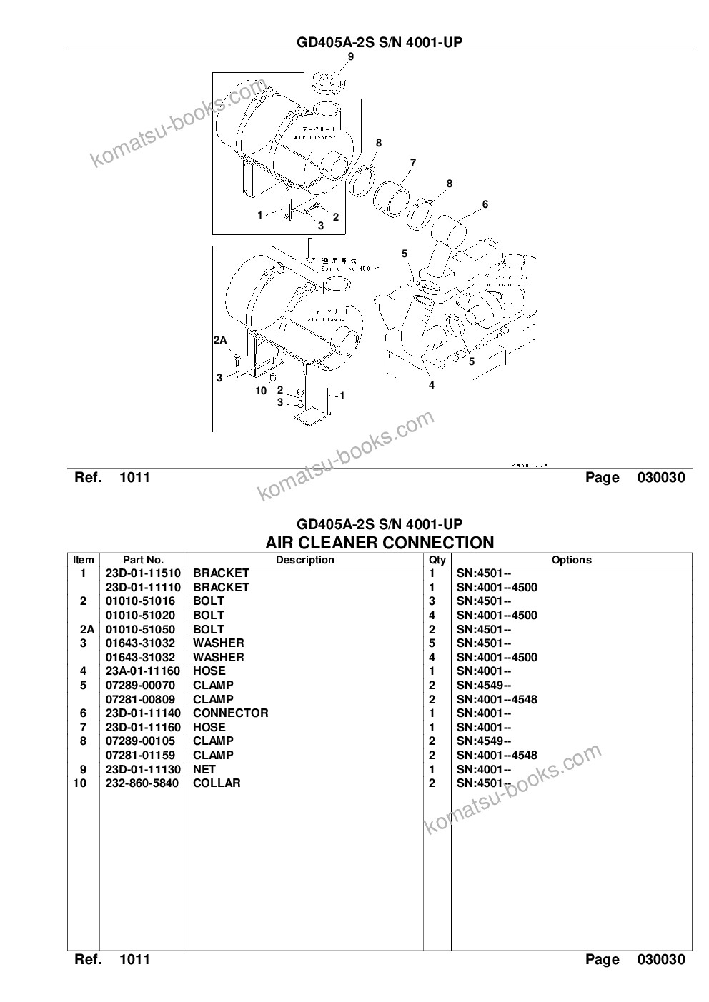 Komatsu GD405A-2S S/N 4001-UP Parts catalog cover Page 7
