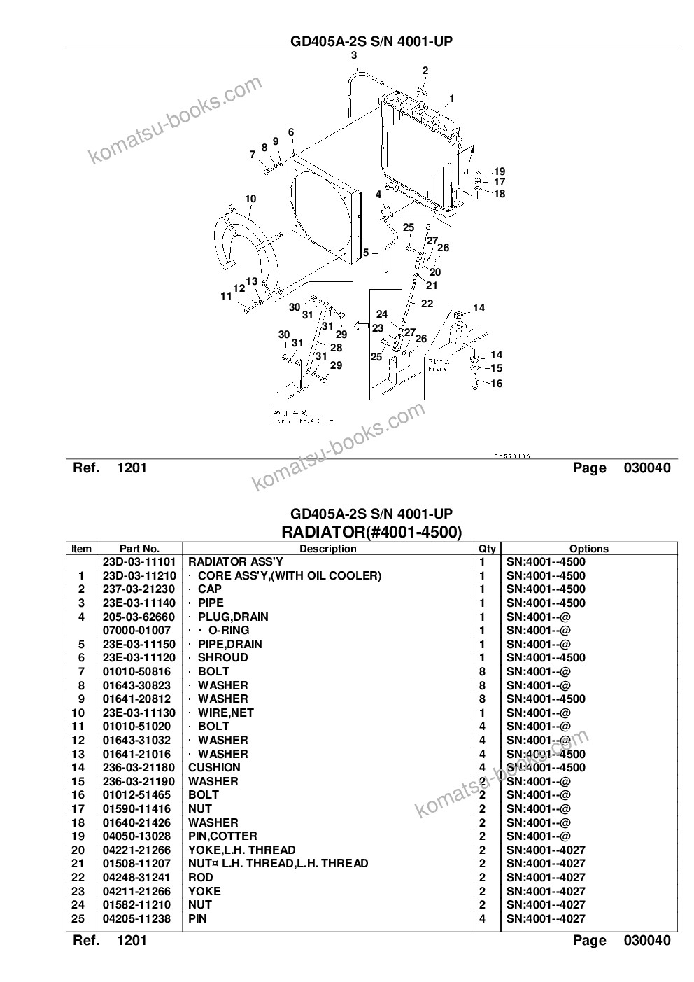 Komatsu GD405A-2S S/N 4001-UP Parts catalog cover Page 8