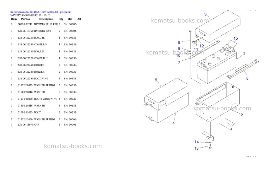 Komatsu gd405a-1 s/n 50002-up Parts catalog cover Page 10