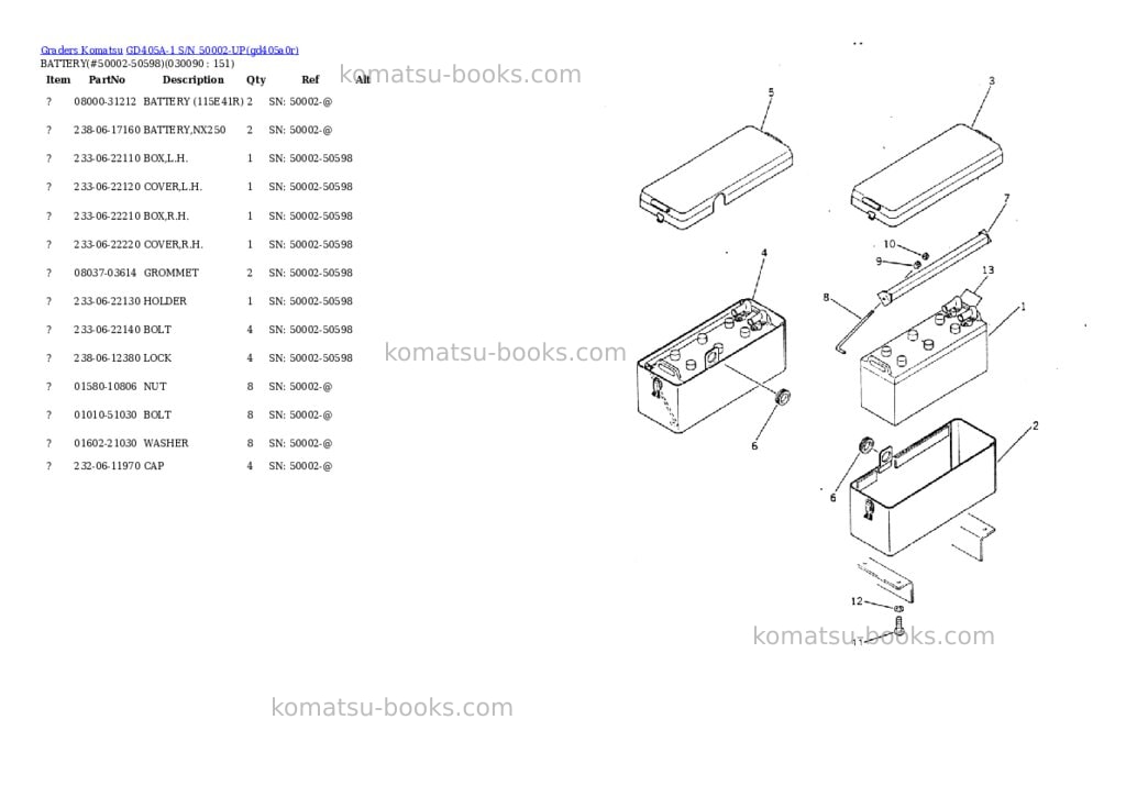 Komatsu gd405a-1 s/n 50002-up Parts catalog cover Page 8