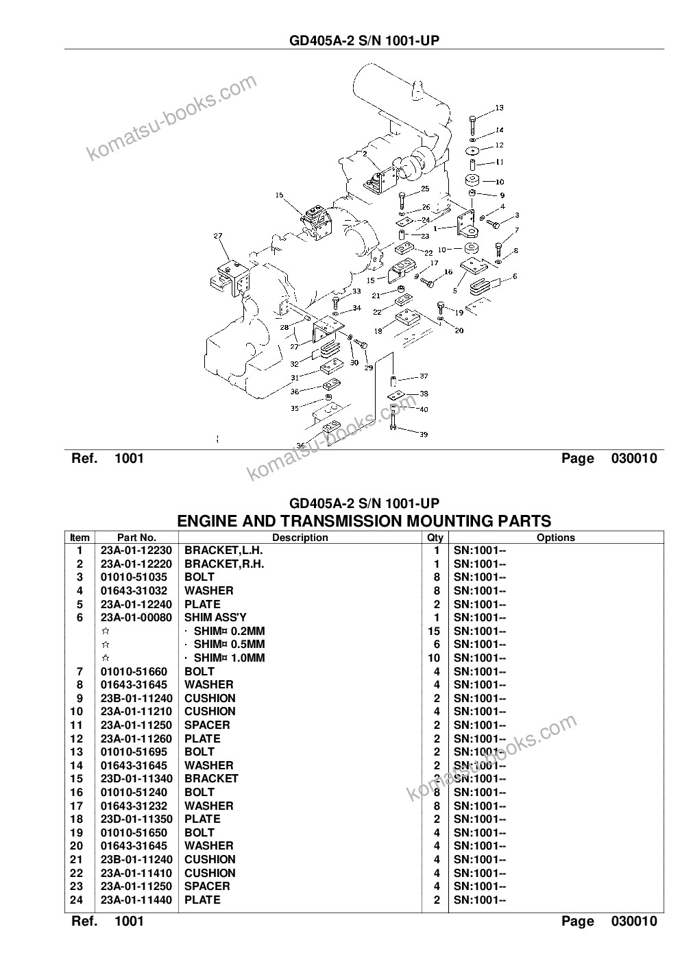 Komatsu gd405a-2 s/n 1001-up Parts catalog cover Page 4 Komatsu gd405a-2 s/n 1001-up Parts catalog cover Page 4