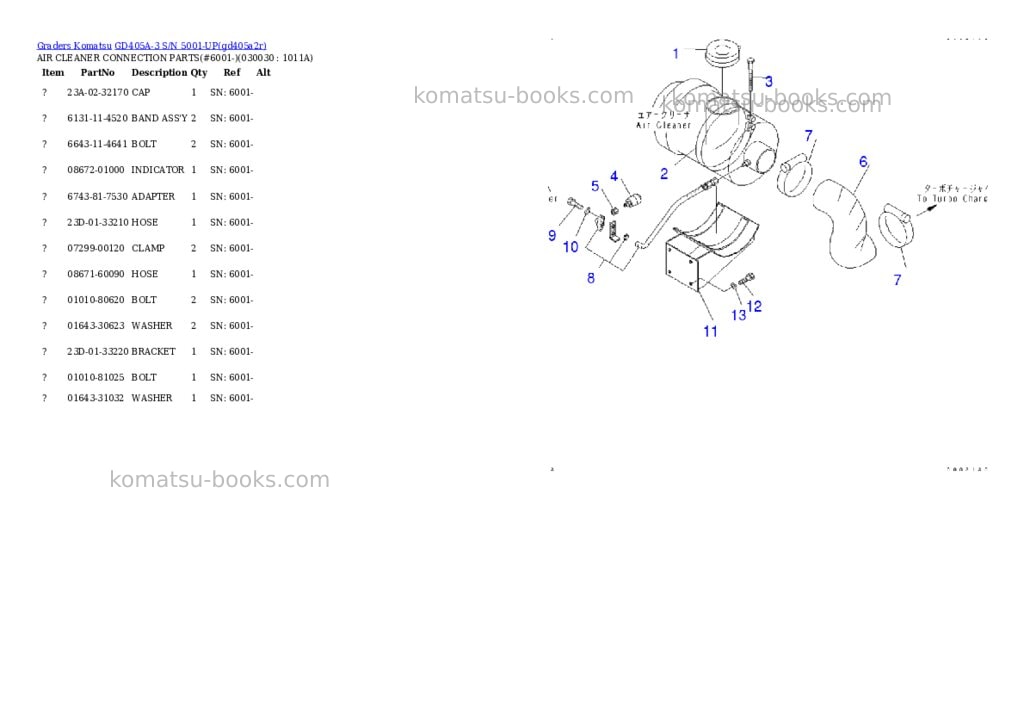 Komatsu gd405a-3 s/n 5001-up Parts catalog cover Page 2