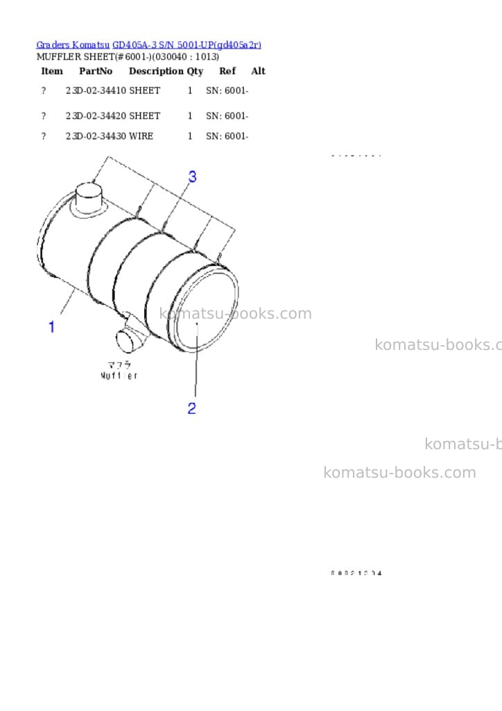 Komatsu gd405a-3 s/n 5001-up Parts catalog cover Page 3