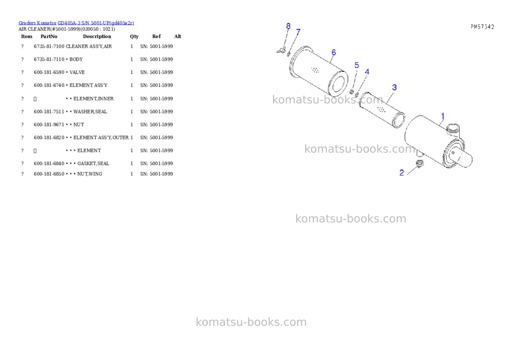 Komatsu gd405a-3 s/n 5001-up Parts catalog cover Page 4