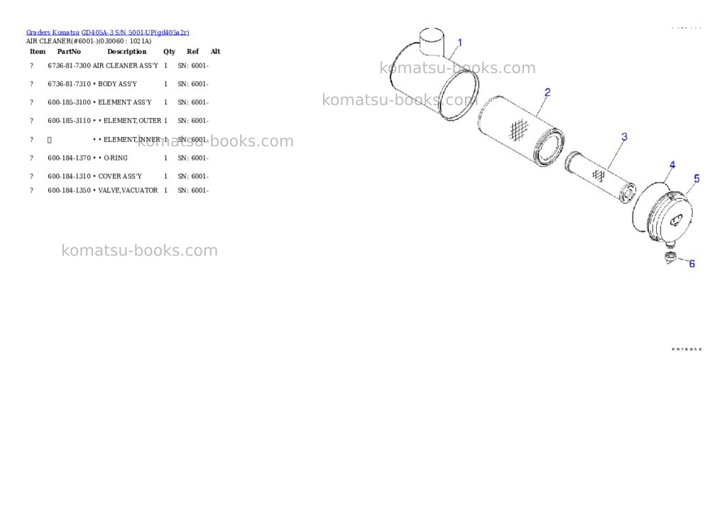 Komatsu gd405a-3 s/n 5001-up Parts catalog cover Page 5