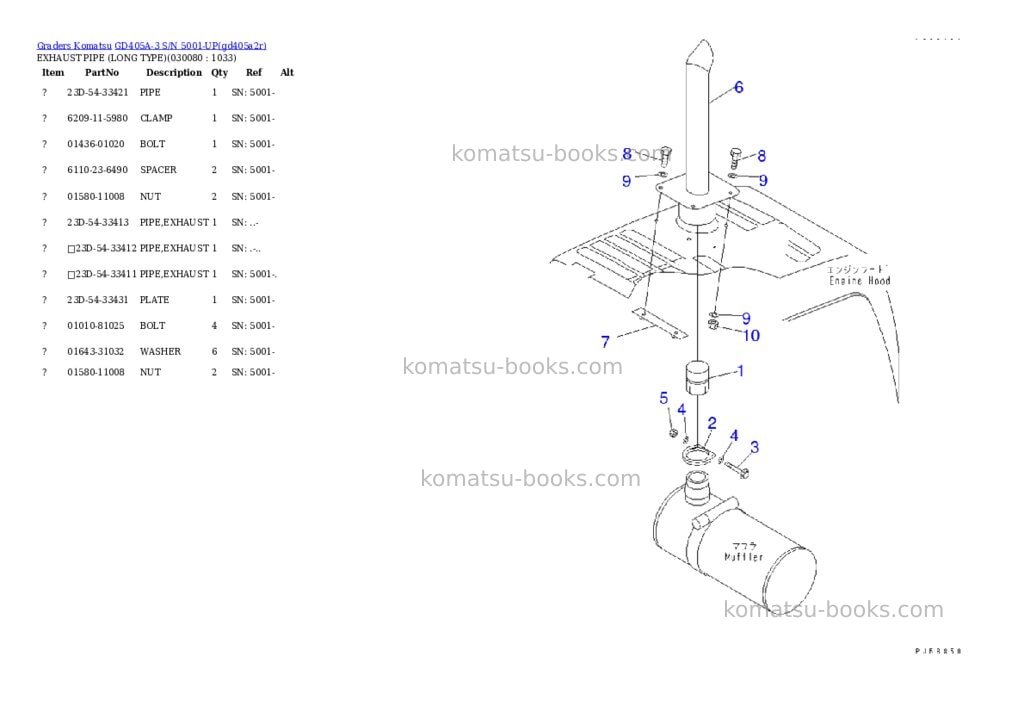 Komatsu gd405a-3 s/n 5001-up Parts catalog cover Page 7