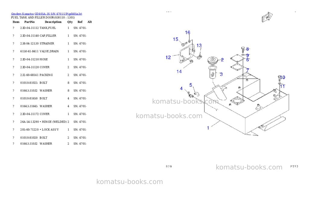 Komatsu gd405a-3s s/n 4701-up Parts catalog cover Page 10 Komatsu gd405a-3s s/n 4701-up Parts catalog cover Page 10