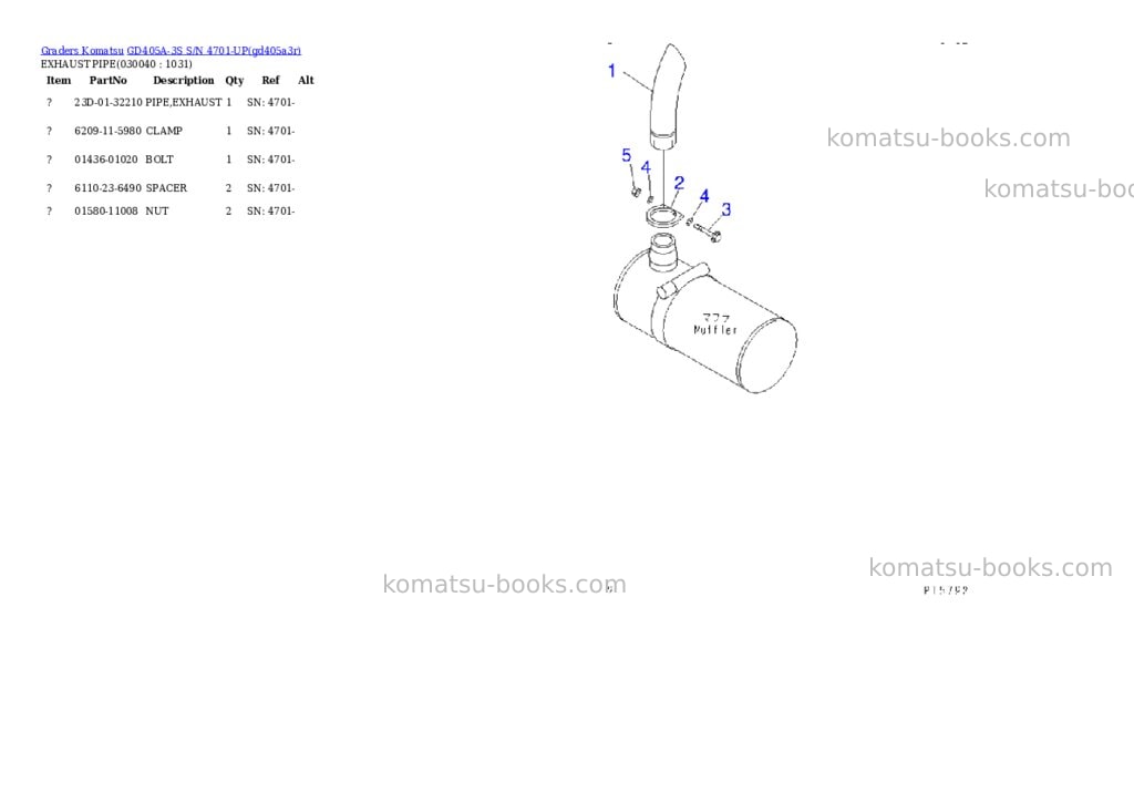 Komatsu gd405a-3s s/n 4701-up Parts catalog cover Page 3 Komatsu gd405a-3s s/n 4701-up Parts catalog cover Page 3