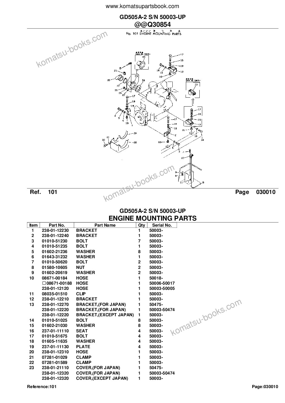 Komatsu GD505A-2 S/N 50003-UP Parts catalog cover Page 3