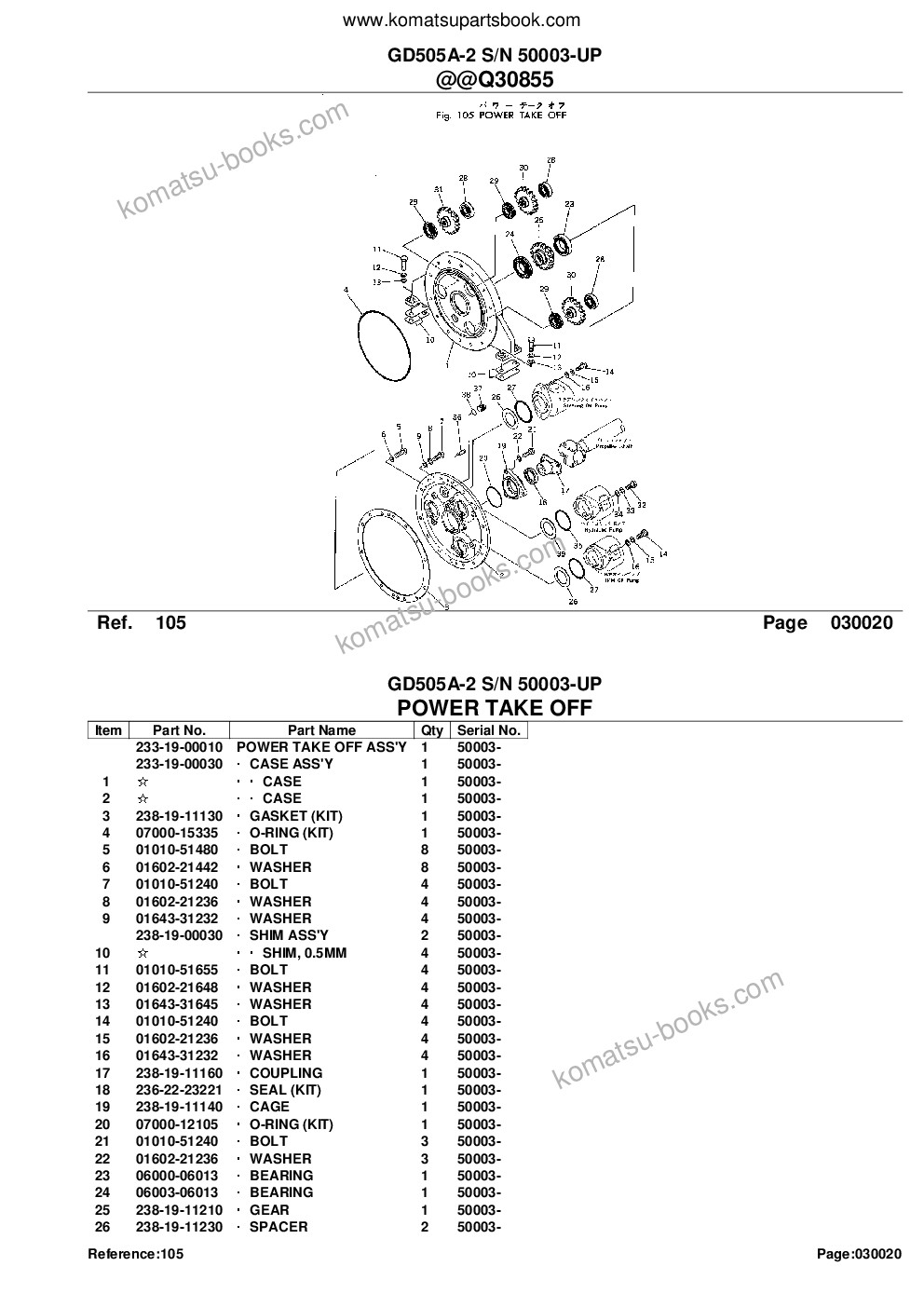 Komatsu GD505A-2 S/N 50003-UP Parts catalog cover Page 5