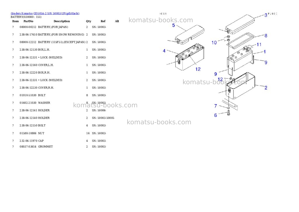 Komatsu gd505a-2 s/n 50003-up Parts catalog cover Page 7