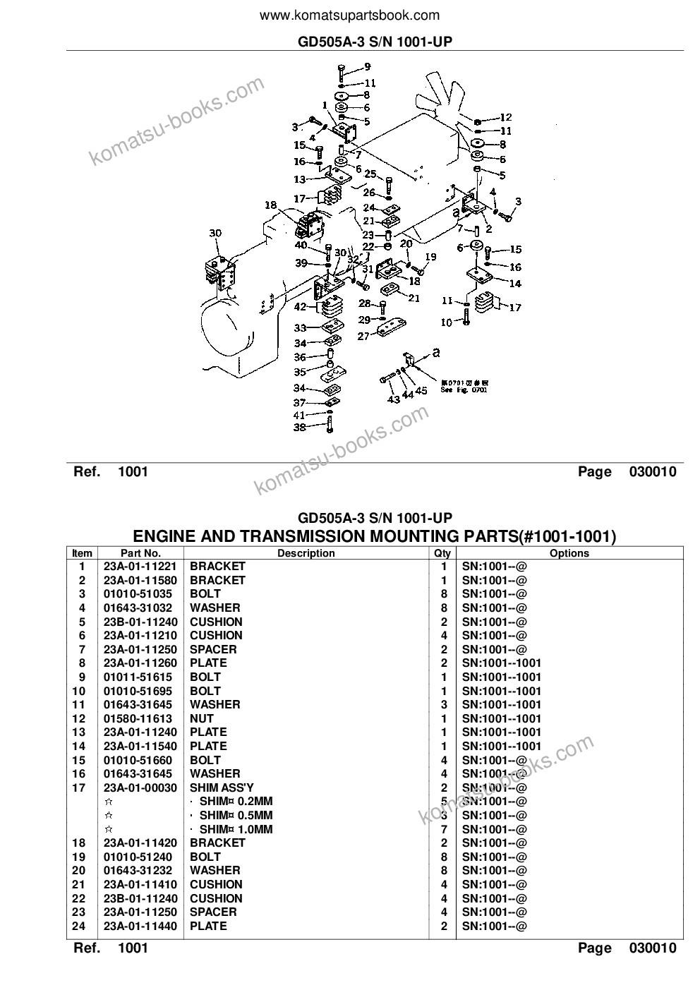 Komatsu gd505a-3 s/n 1001-up Parts catalog cover Page 4 Komatsu gd505a-3 s/n 1001-up Parts catalog cover Page 4