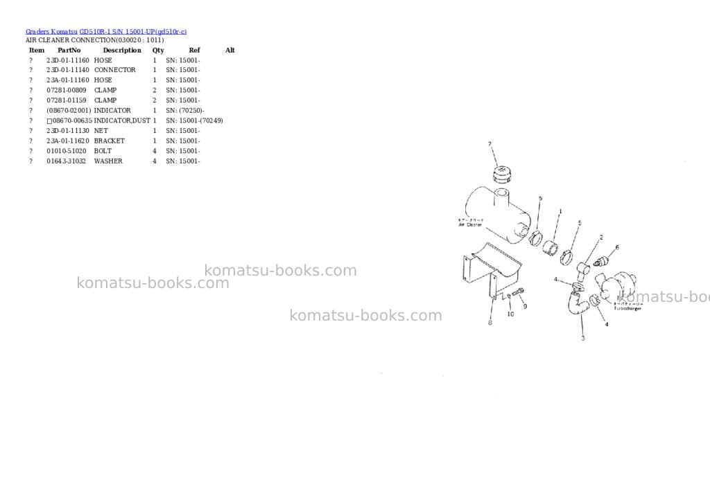 Komatsu gd510r-1 s/n 15001-up Parts catalog cover