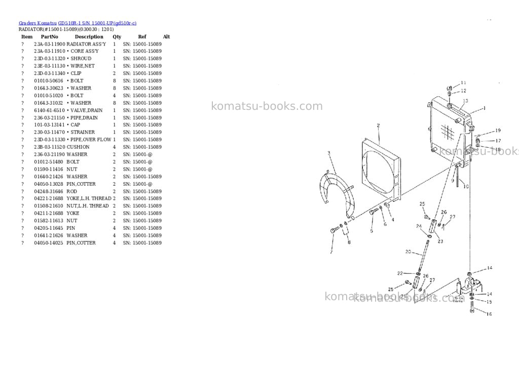 Komatsu gd510r-1 s/n 15001-up Parts catalog cover Page 2