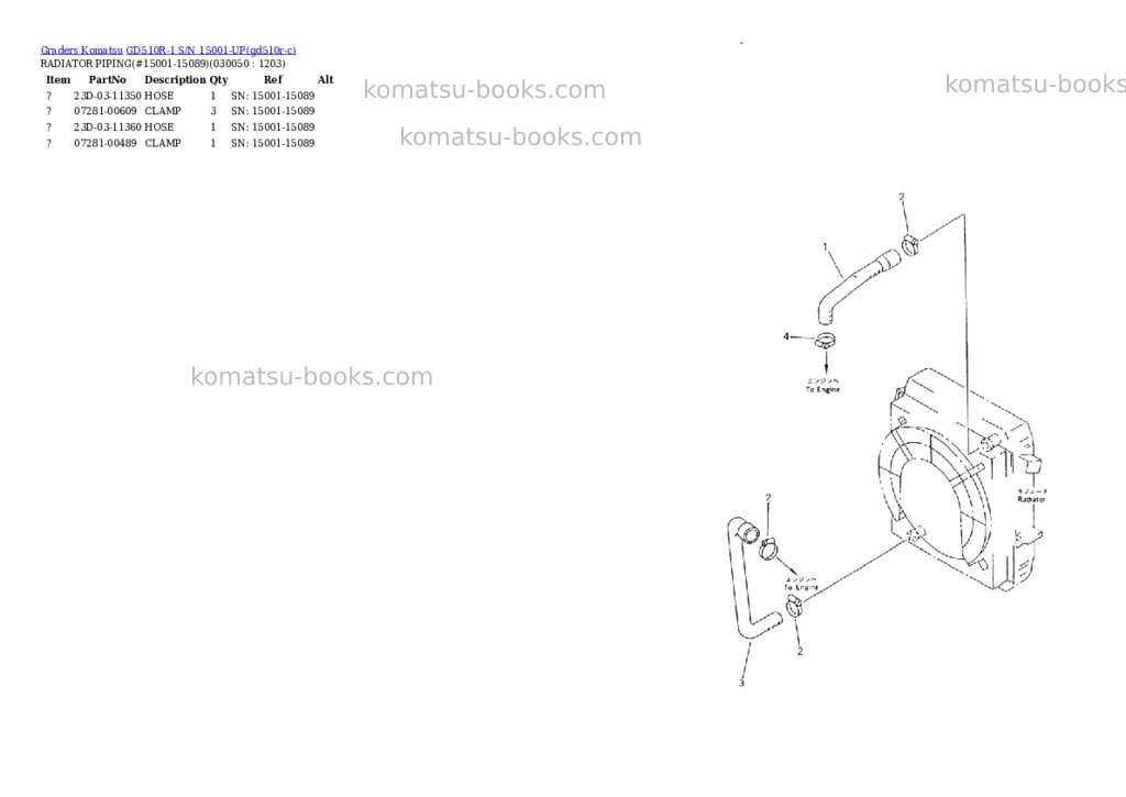 Komatsu gd510r-1 s/n 15001-up Parts catalog cover Page 4