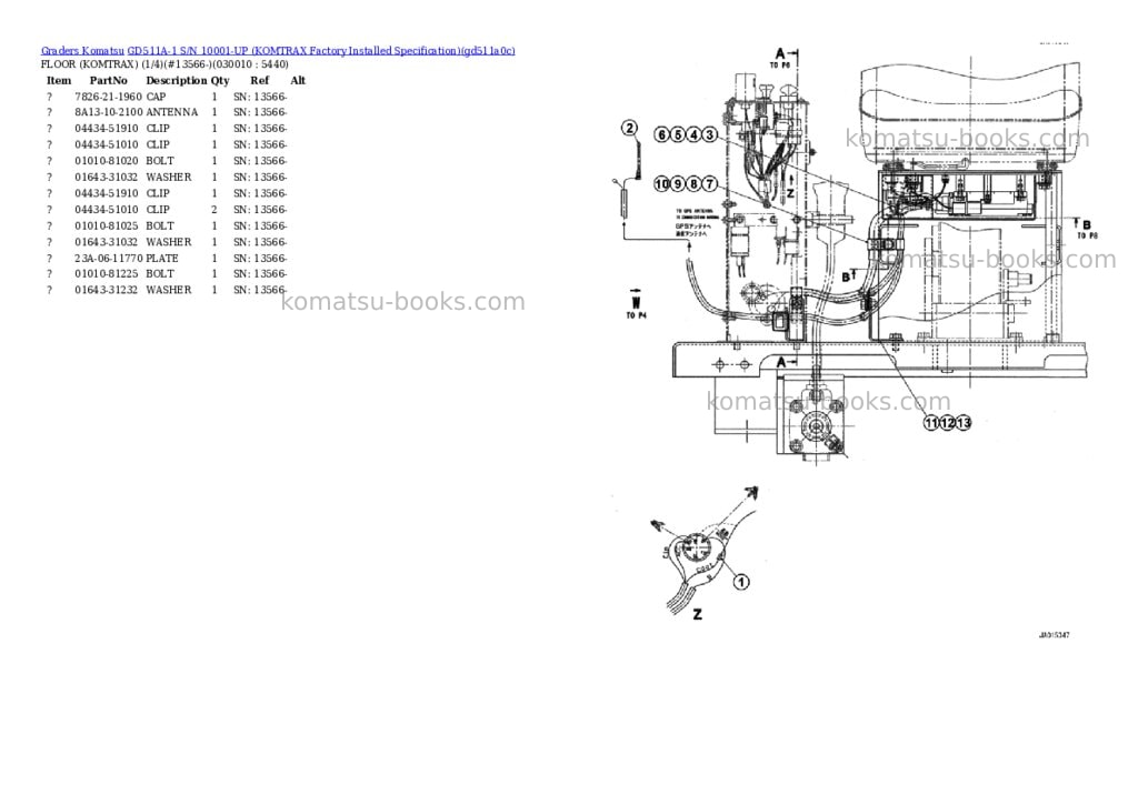 Komatsu GD511A-1 S/N 10001-UP (KOMTRAX Factory Installed Specification) Parts catalog cover Komatsu GD511A-1 S/N 10001-UP (KOMTRAX Factory Installed Specification) Parts catalog cover