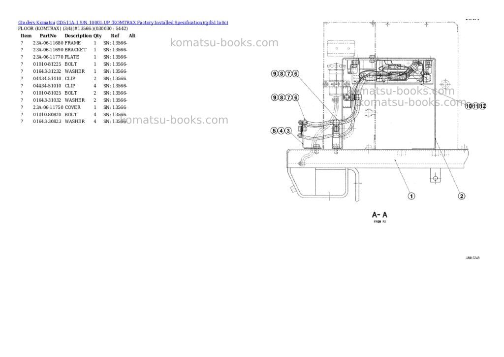 Komatsu GD511A-1 S/N 10001-UP (KOMTRAX Factory Installed Specification) Parts catalog cover Page 3 Komatsu GD511A-1 S/N 10001-UP (KOMTRAX Factory Installed Specification) Parts catalog cover Page 3