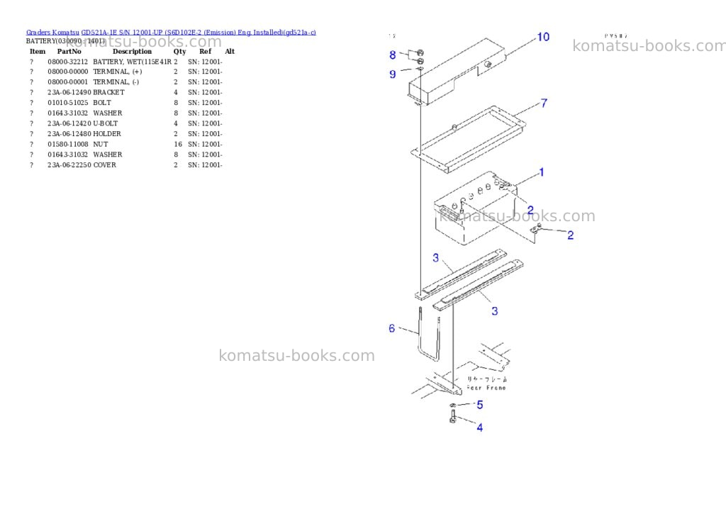 Komatsu gd521a-1e s/n 12001-up s6d102e-2 emission eng. installed Parts catalog cover Page 8