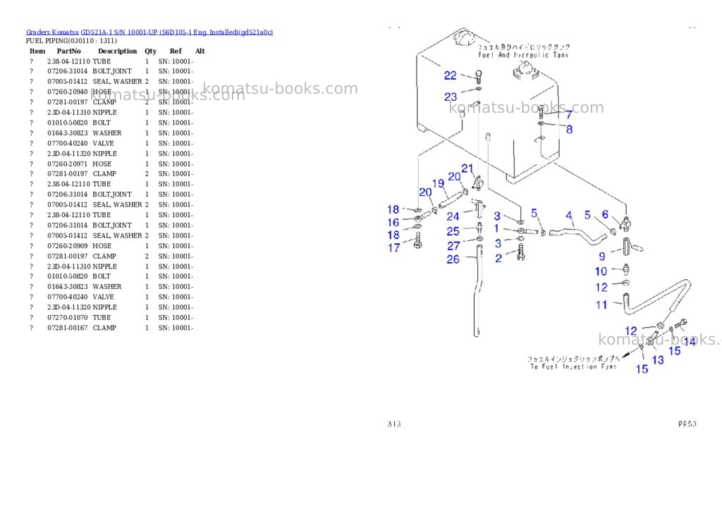 Komatsu gd521a-1 s/n 10001-up s6d105-1 eng. installed Parts catalog cover Page 10 Komatsu gd521a-1 s/n 10001-up s6d105-1 eng. installed Parts catalog cover Page 10