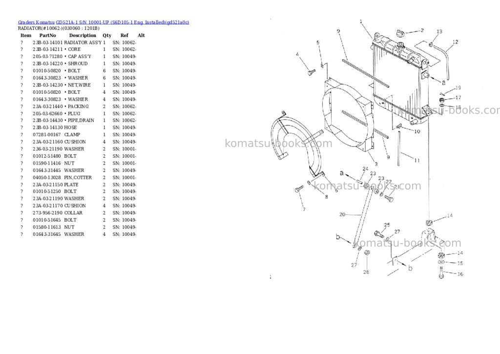 Komatsu gd521a-1 s/n 10001-up s6d105-1 eng. installed Parts catalog cover Page 5 Komatsu gd521a-1 s/n 10001-up s6d105-1 eng. installed Parts catalog cover Page 5