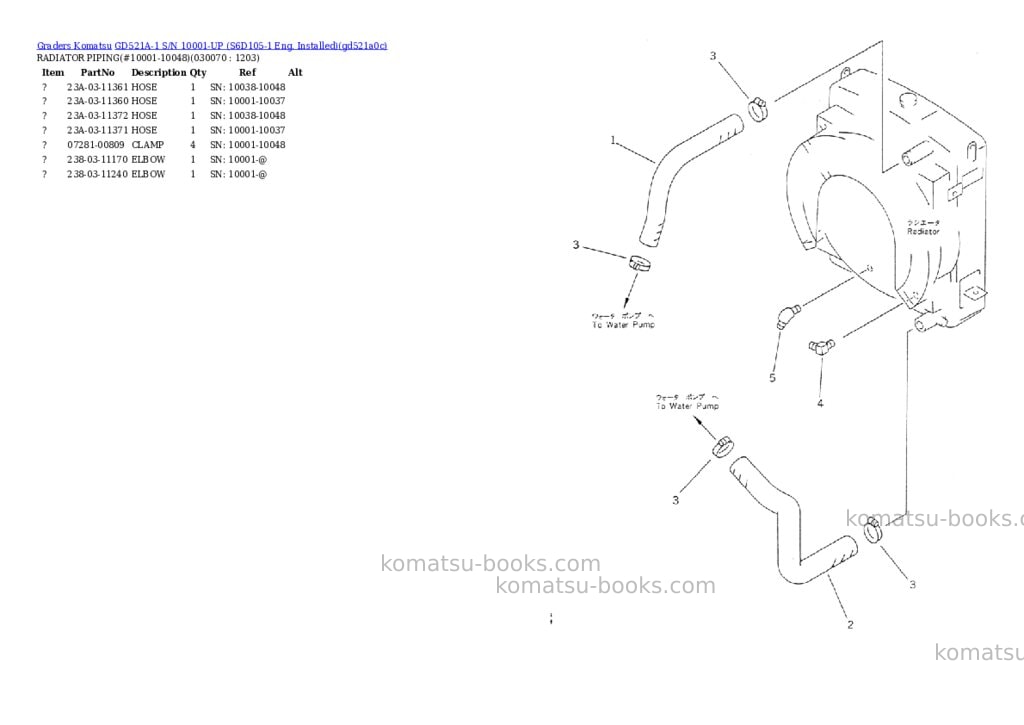 Komatsu gd521a-1 s/n 10001-up s6d105-1 eng. installed Parts catalog cover Page 6 Komatsu gd521a-1 s/n 10001-up s6d105-1 eng. installed Parts catalog cover Page 6
