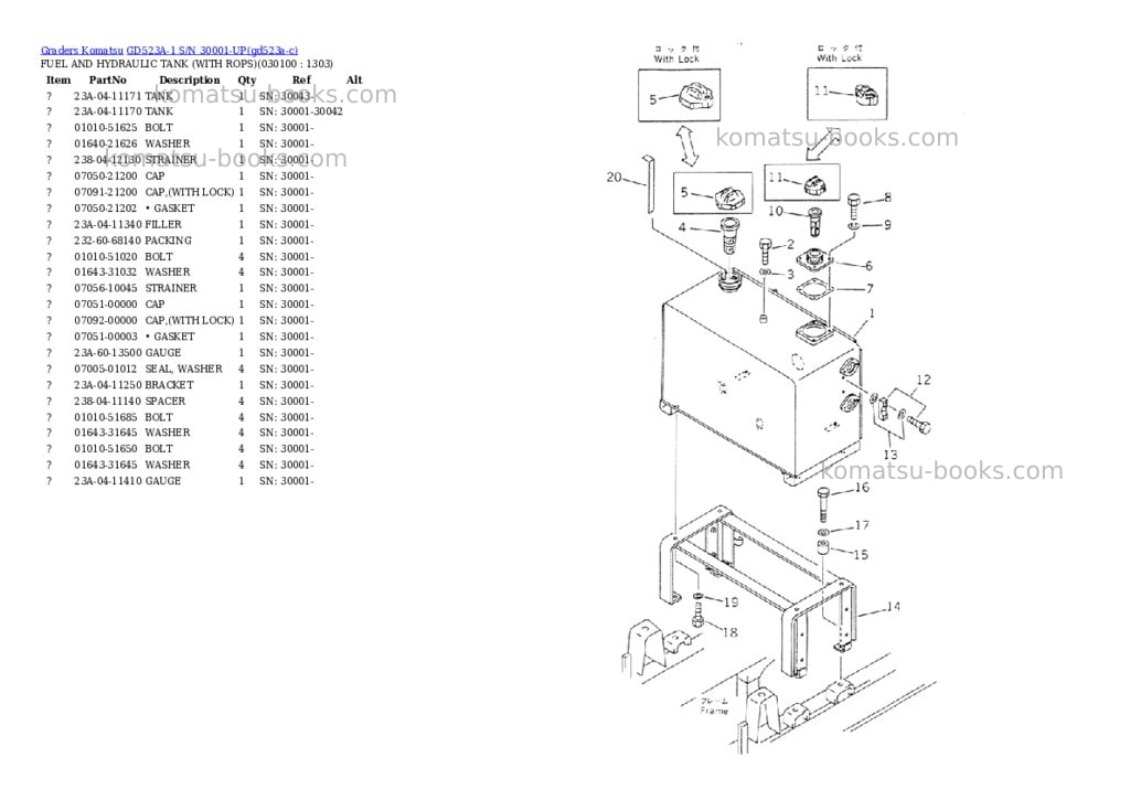 Komatsu gd523a-1 s/n 30001-up Parts catalog cover Page 3