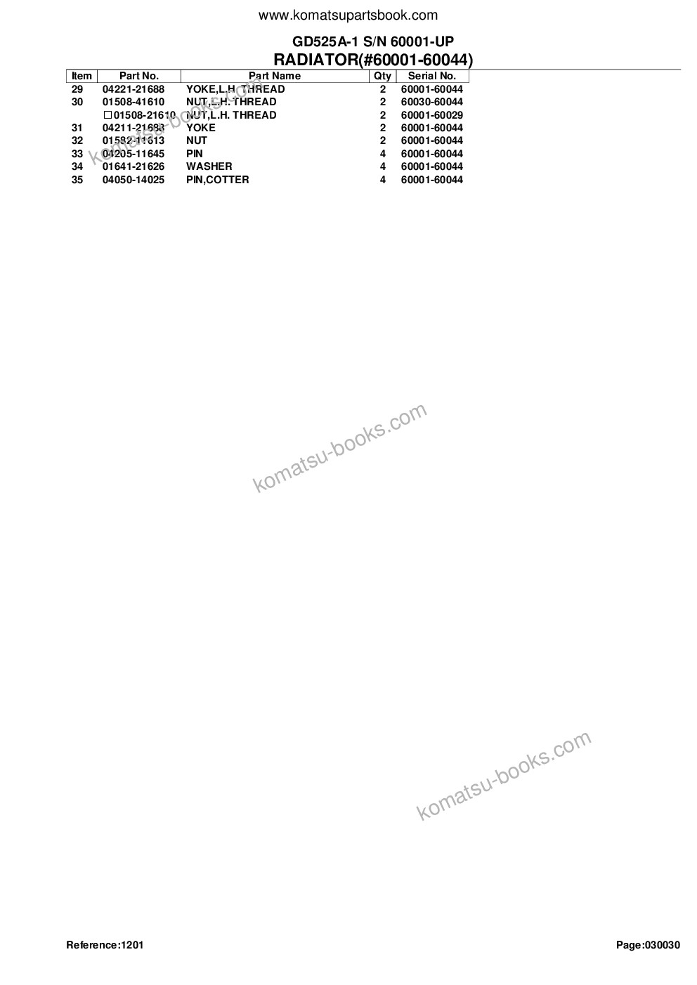 Komatsu gd525a-1 s/n 60001-up Parts catalog cover Page 7