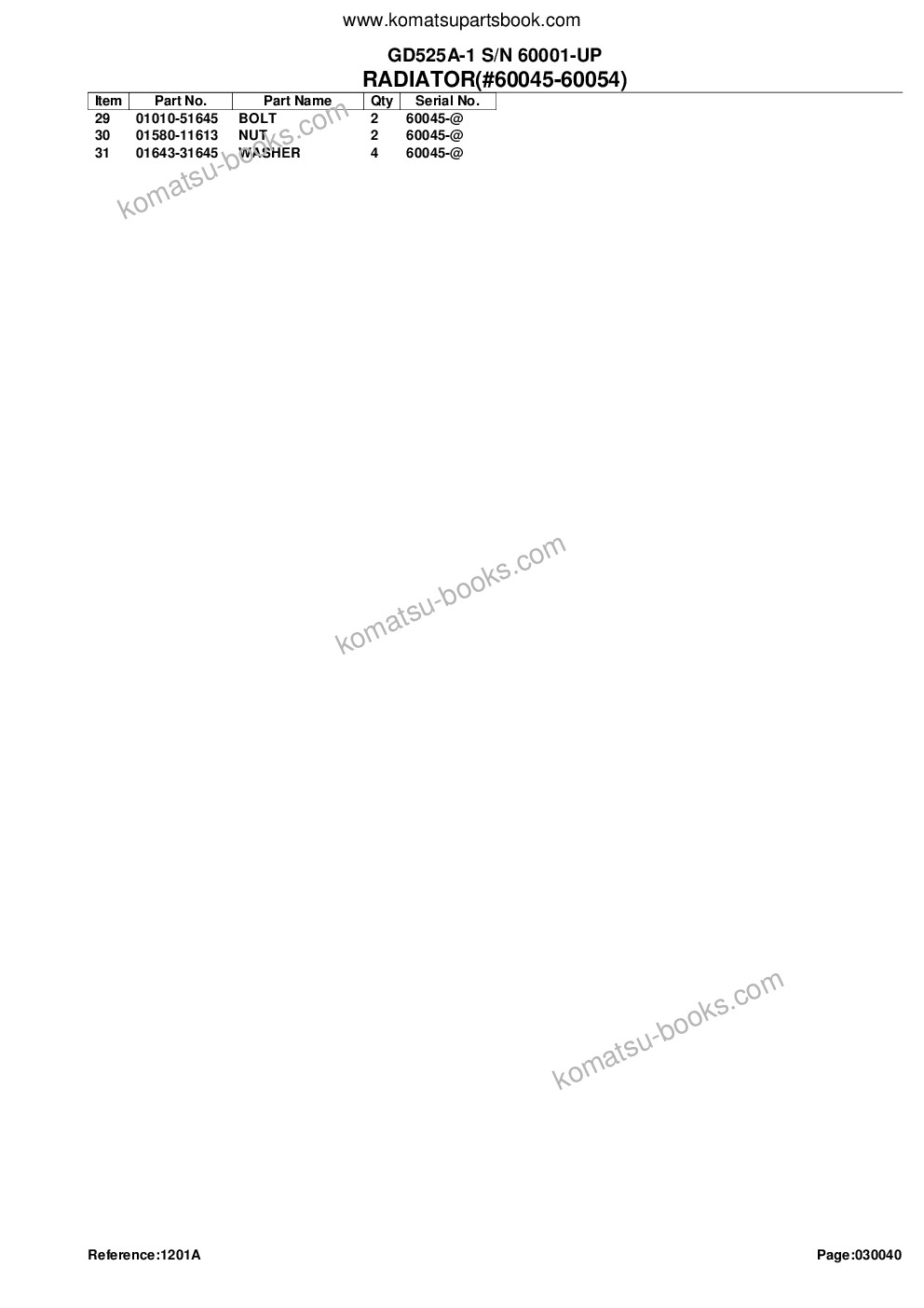 Komatsu gd525a-1 s/n 60001-up Parts catalog cover Page 9