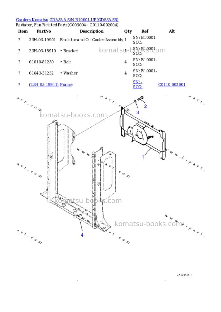 Komatsu gd535-5 s/n b10001-up Parts catalog cover Page 10