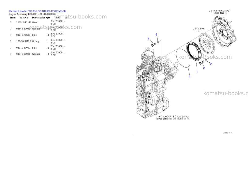 Komatsu gd535-5 s/n b10001-up Parts catalog cover Page 2