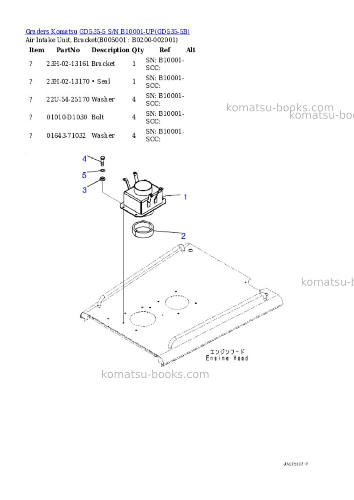 Komatsu gd535-5 s/n b10001-up Parts catalog cover Page 3