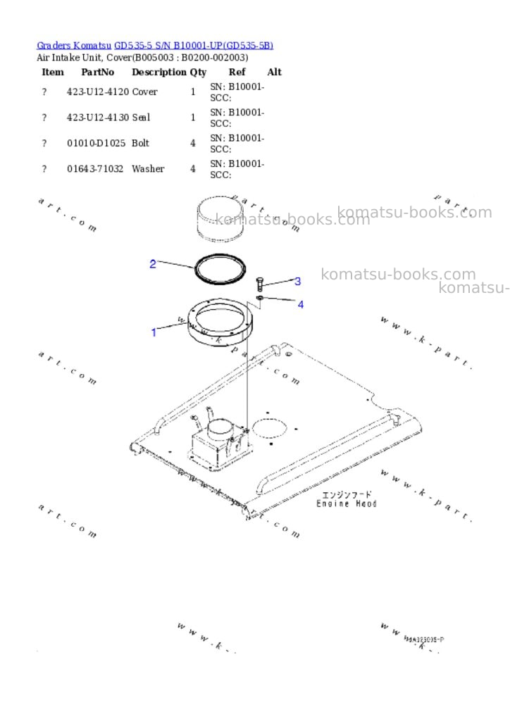 Komatsu gd535-5 s/n b10001-up Parts catalog cover Page 5